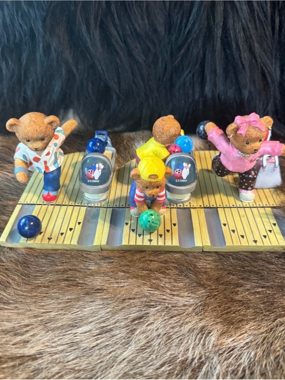 Teddy Lane collection collectible, bowling bears three set